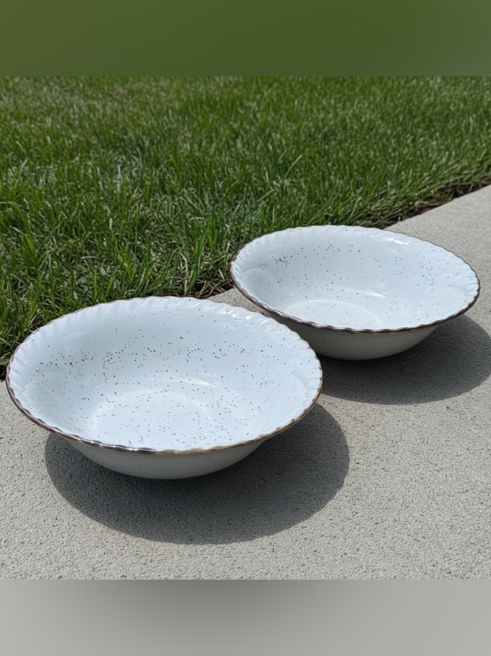 Vintage Made in Japan Speckled Stoneware Serving Bowls – Set of 2